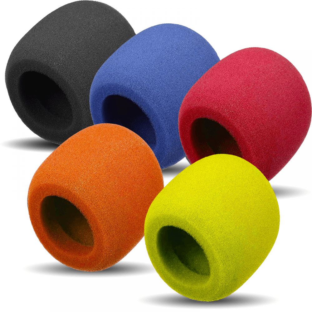 Pack of 5 Foam Microphone Windshield 43-50mm Opening Coloured