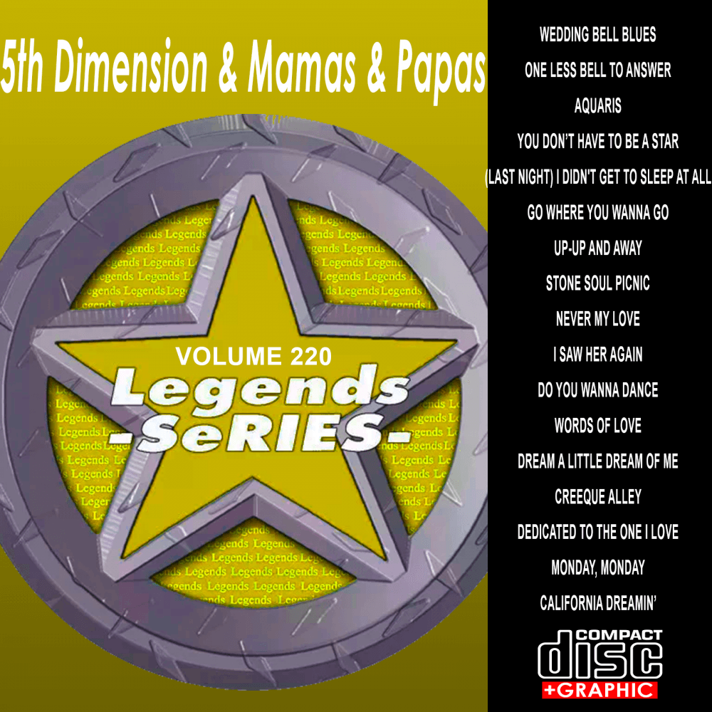 Karaoke CDG CD Legend Series 5th Dimension also Mamas and Papas