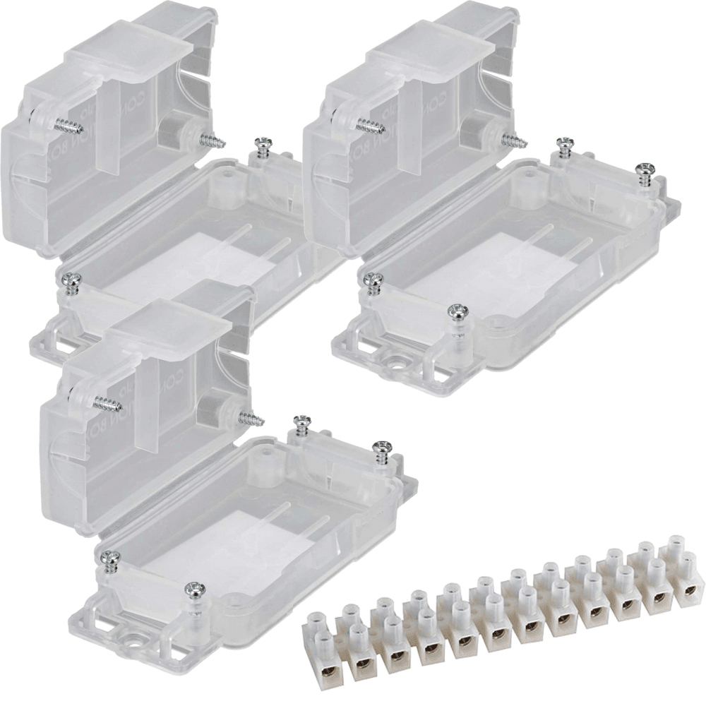 Pack of 3 In-line Connector Junction Box Inc 12 x 15A Terminal Block