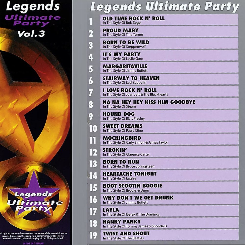 Karaoke CDG CD Legends Series Ultimate Party Vol 3