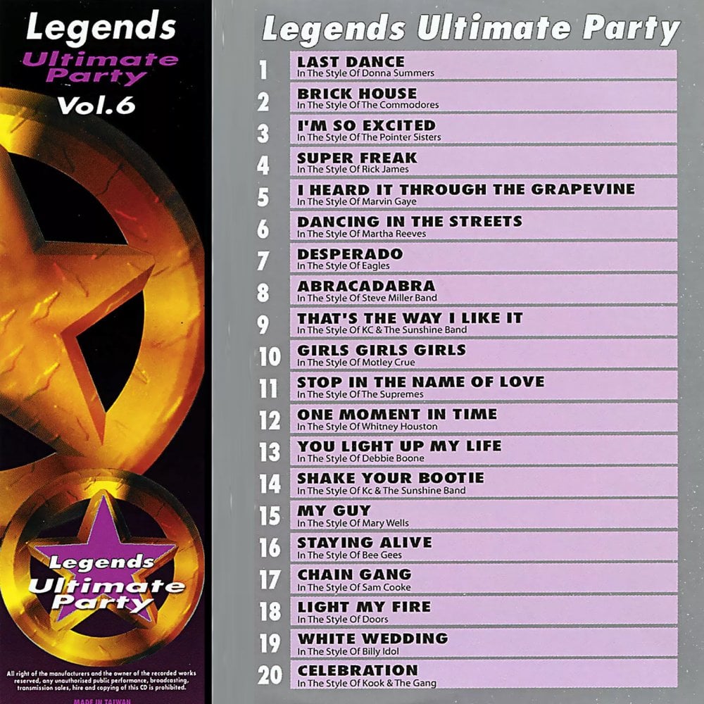 Karaoke CDG CD Legends Series Ultimate Party Vol 6