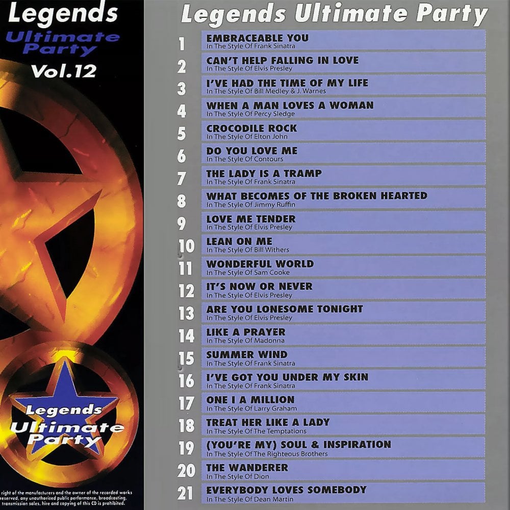 Karaoke CDG CD Legends Series Ultimate Party Vol 12