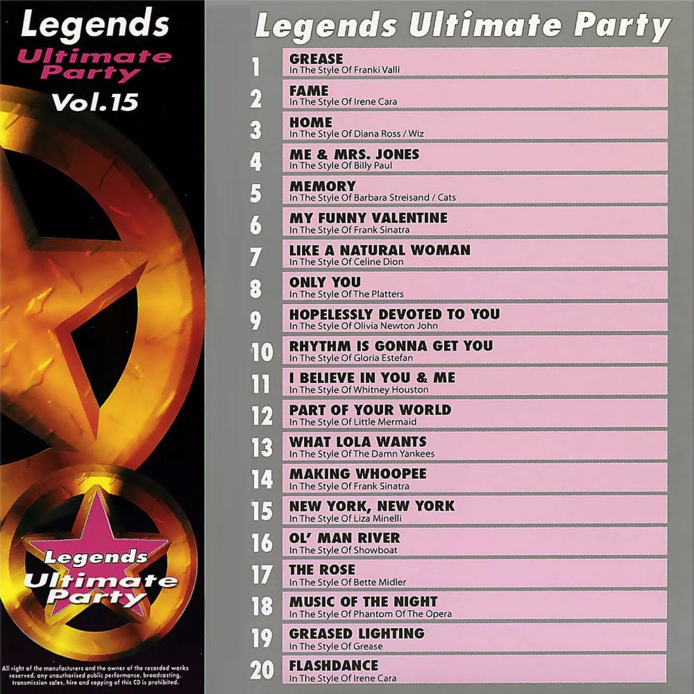 Karaoke CDG CD Legends Series Ultimate Party Vol 15