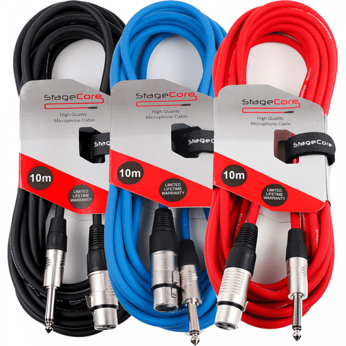 10M XLR Female To 6.35mm Jack Microphone Lead Balanced Colour