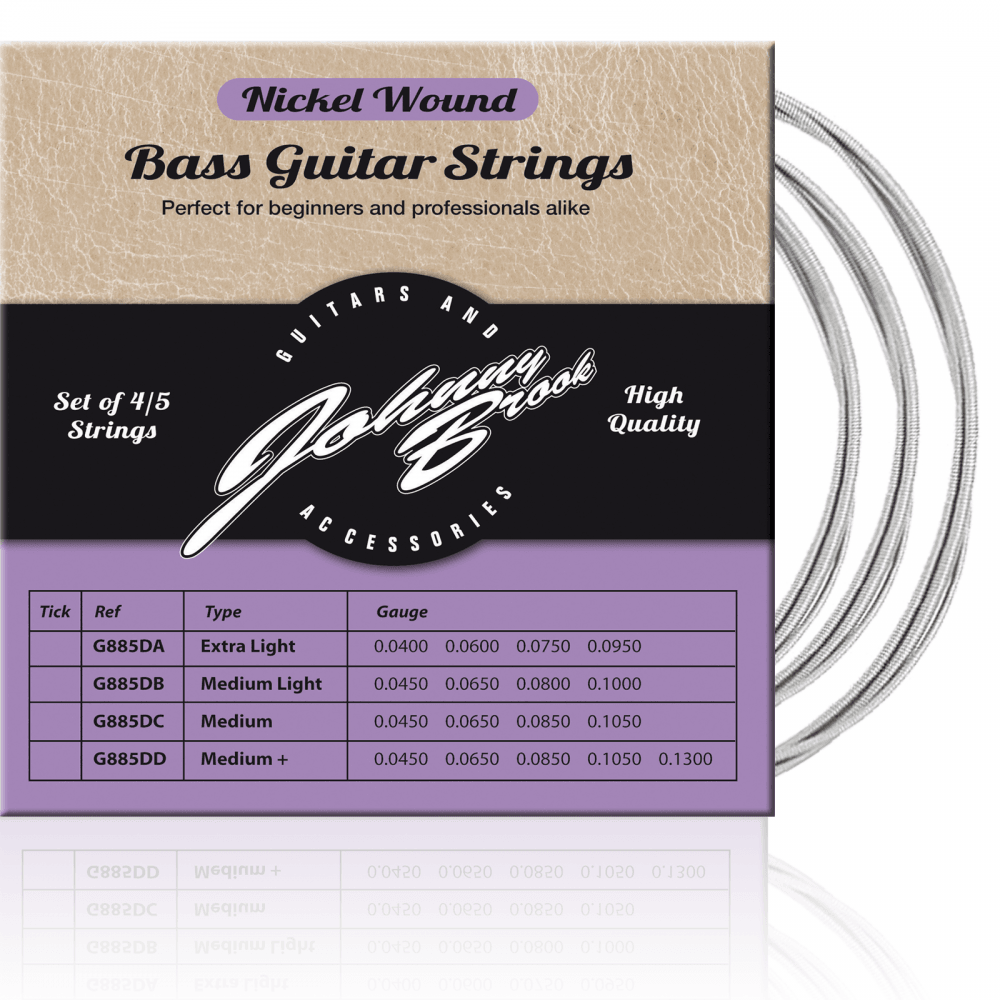 Set of 4 or 5 High Quality Nickel Wound Bass Guitar Strings