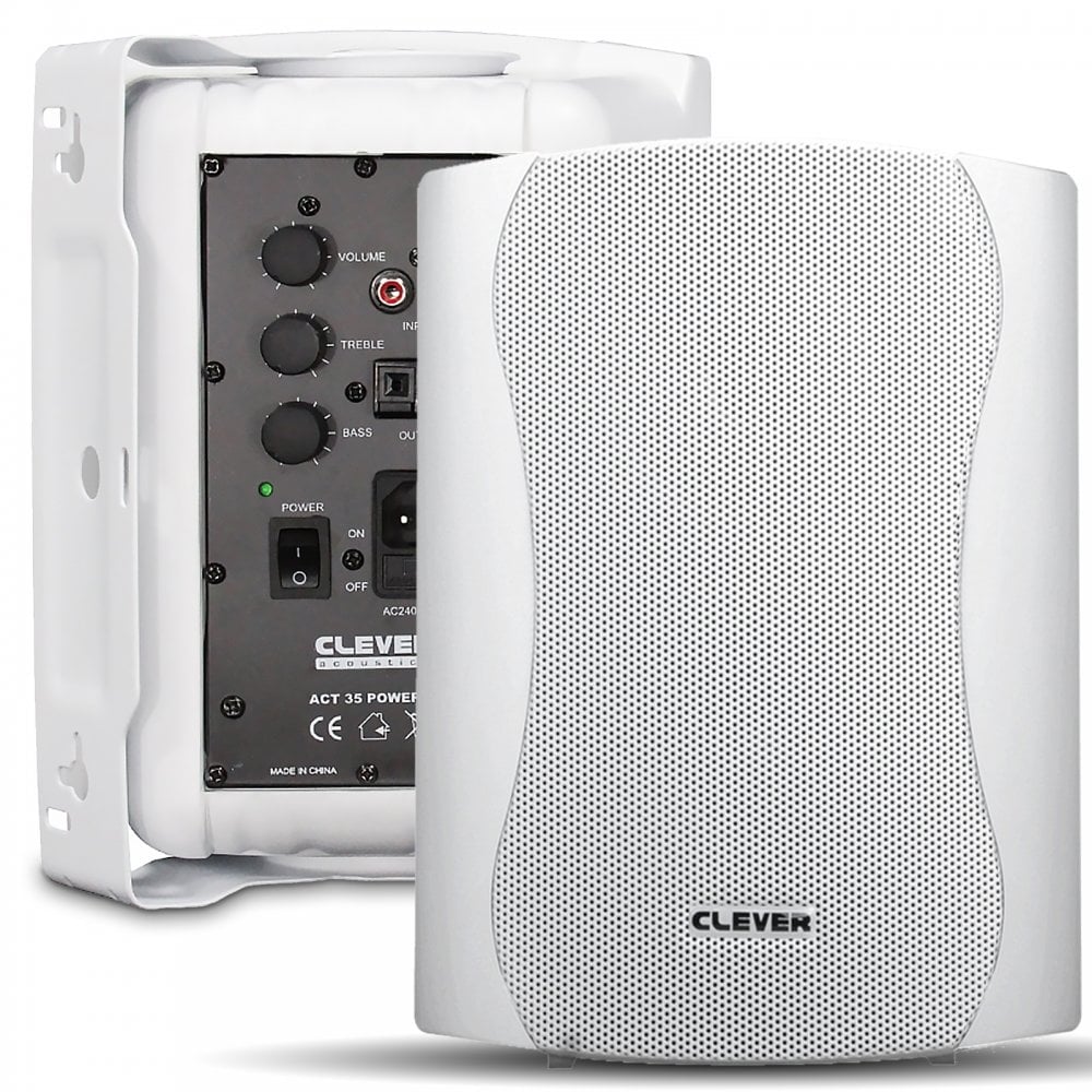 Pair of ACT 35 Watt White Powered Speakers