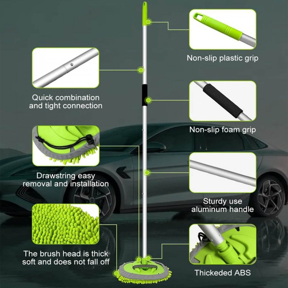 2-in-1 Car Wash Mop and Mitt Lightweight Pole
