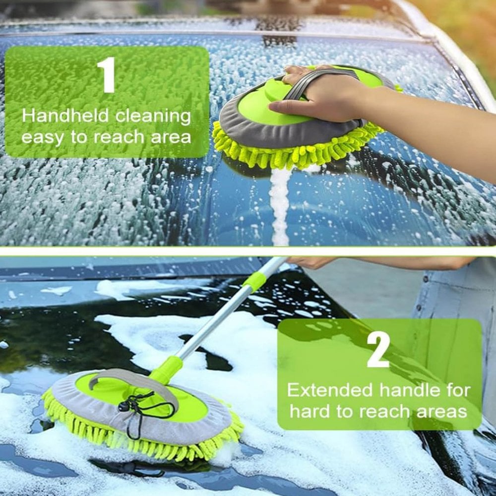 2-in-1 Car Wash Mop and Mitt Lightweight Pole