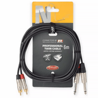 N-Series Neutrik Rean Twin Mono Jack to RCA Phono Lead 3M & 6M