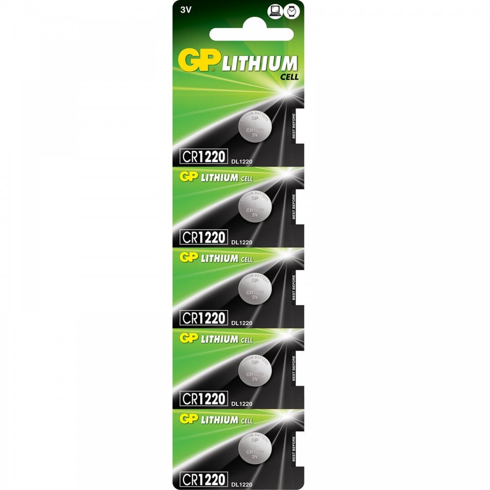 5pc GP Lithium Cell Battery CR1220 DL1220 3v 12 x 2.0mm