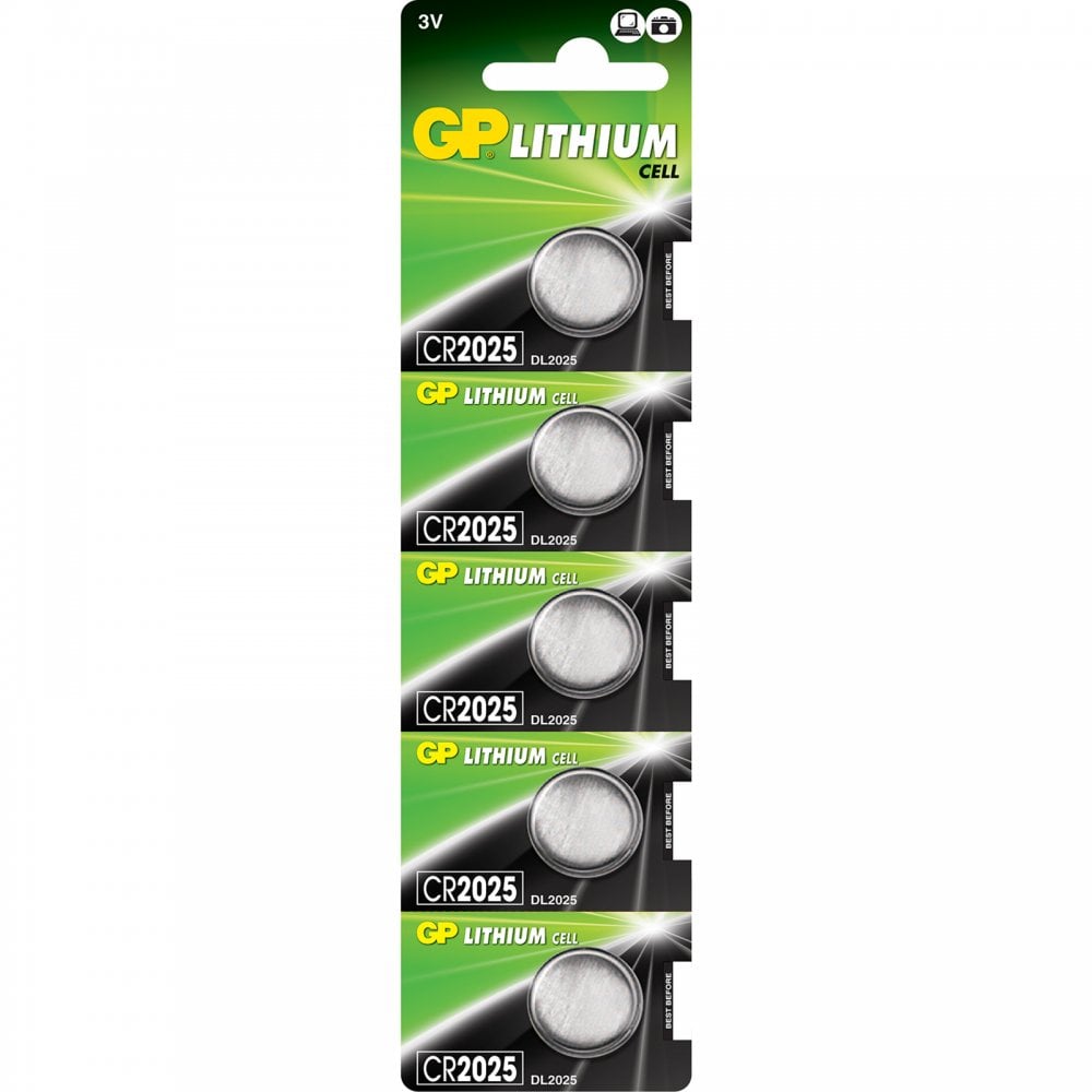5pc GP Lithium Cell Battery CR2025 DL2025 3v 20 x 2.5mm
