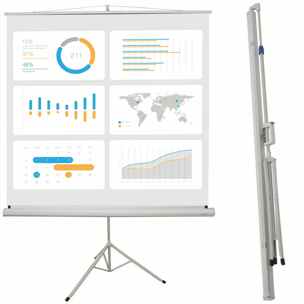 84" Tripod HD TV Projector Screen 1:1 Matte White 150 x 150cm
