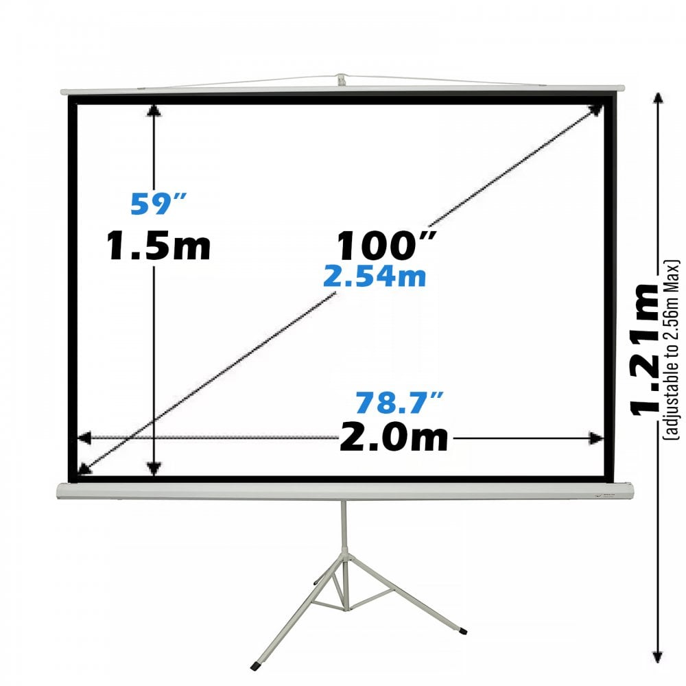 100" Tripod HD TV Projector Screen 4:3 Matte White 200 x 150cm