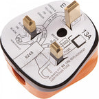 Impact Resisant 3 Pin UK Plugs Orange Black and White