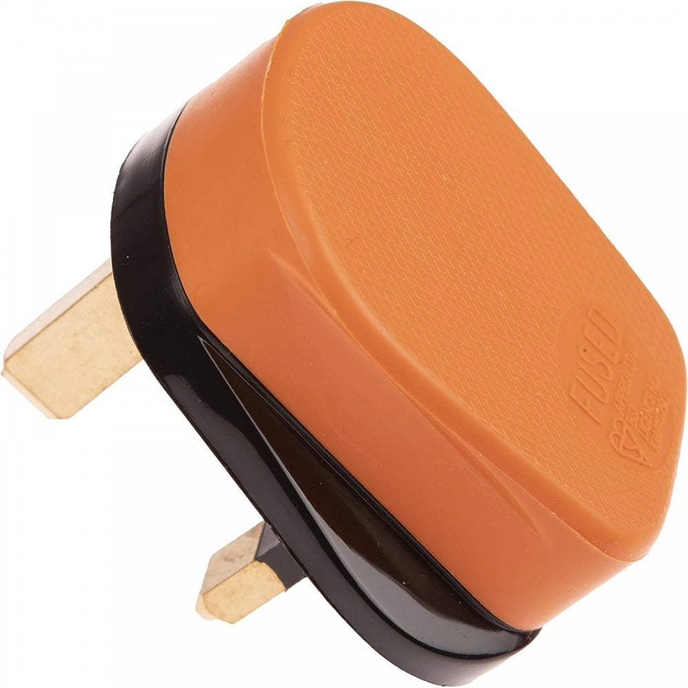 4pc Set of Orange Impact Resisant 3Pin UK Plugs