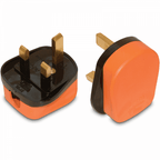 4pc Set of Orange Impact Resisant 3Pin UK Plugs