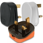 Impact Resisant 3 Pin UK Plugs Orange Black and White
