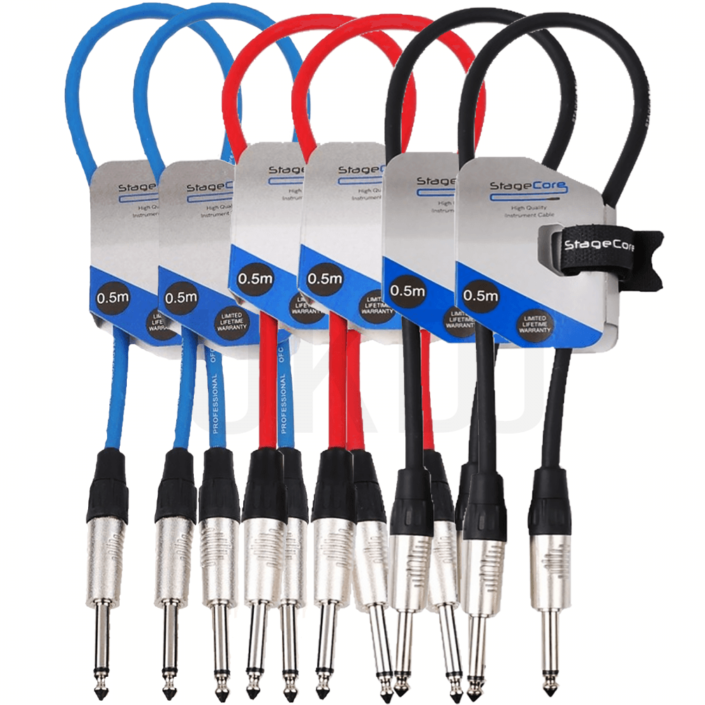 6pc Core100 6.35mm Mono Jack Plug Instrument Cable