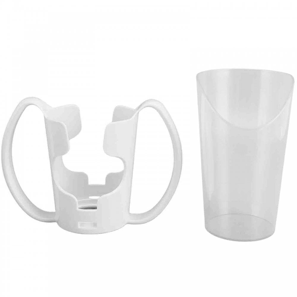 Two Handled Plastic Cup Holder and Cut Out Nose Cup