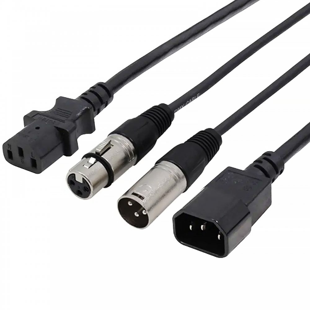 Combi IEC and XLR 3-Pin Male to Female DMX Cable