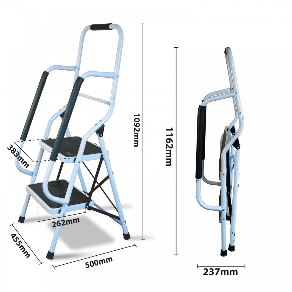 2 and 3 Step Ladder with Dual Handrails Folding