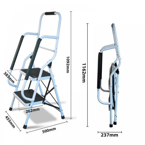 2 and 3 Step Ladder with Dual Handrails Folding