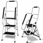 2 and 3 Step Ladder with Dual Handrails Folding