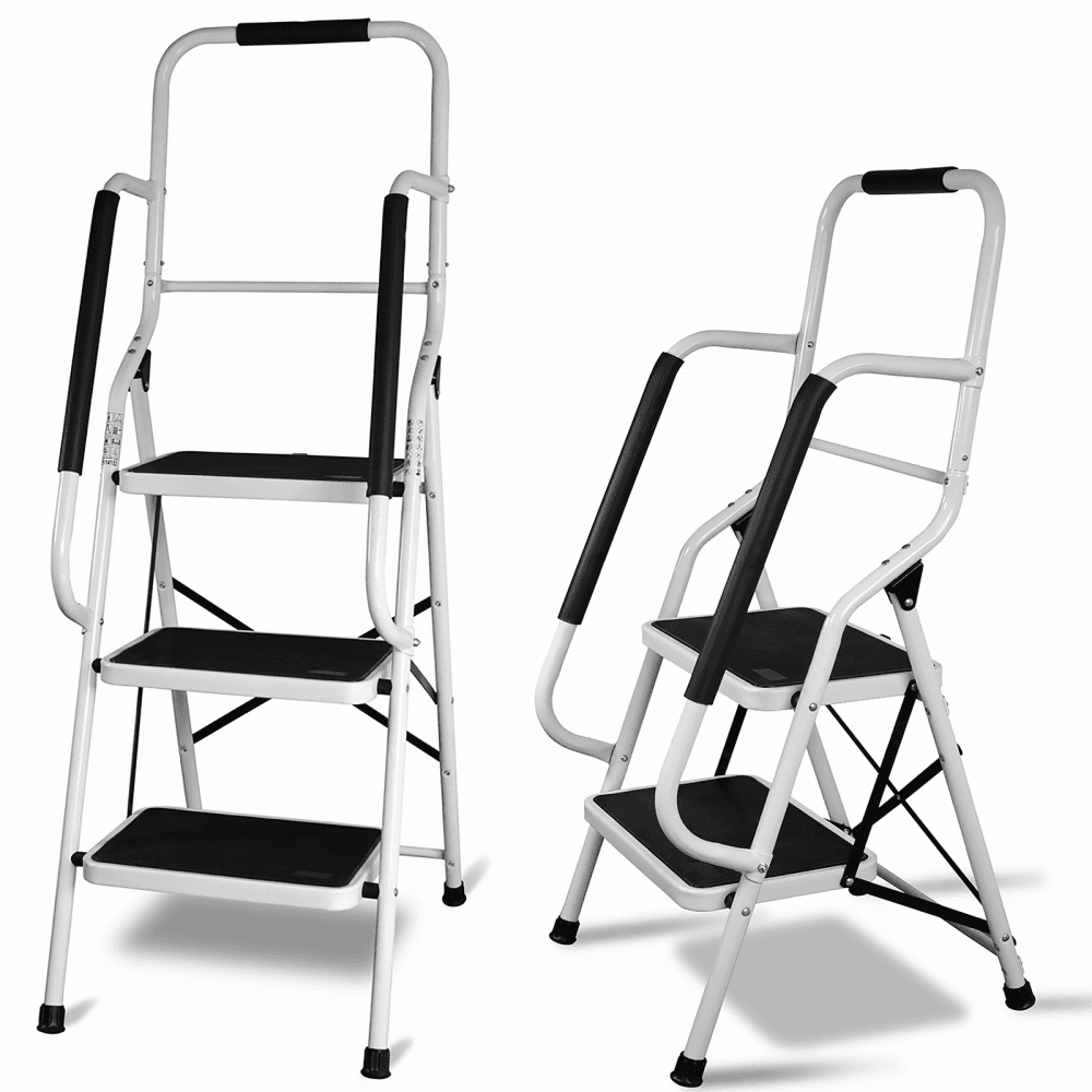 2 and 3 Step Ladder with Dual Handrails Folding