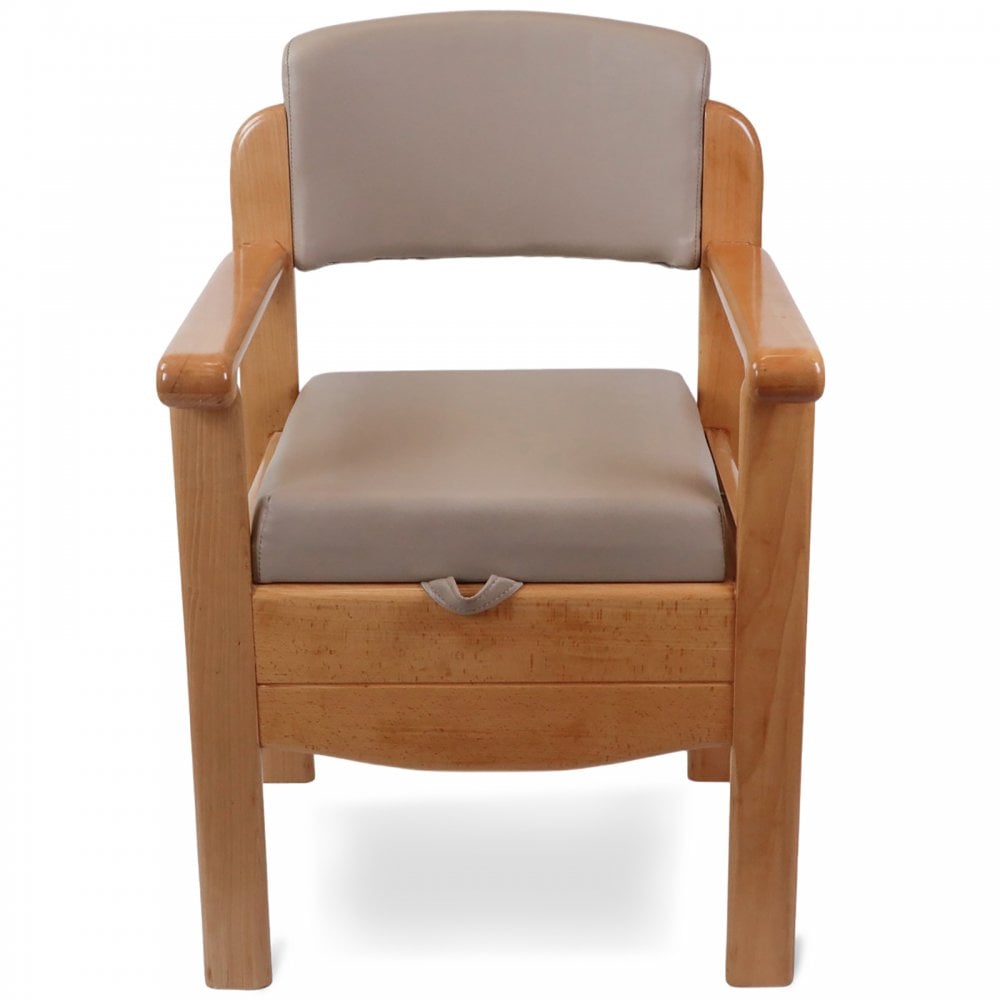Luxury Wooden Commode Chair Padded Brown Grey Options