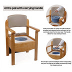 Luxury Wooden Commode Chair Padded Brown Grey Options