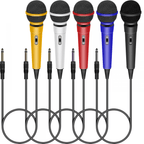 Set Of 5 Colour Microphone Plastic Blue Red Yellow White and Black