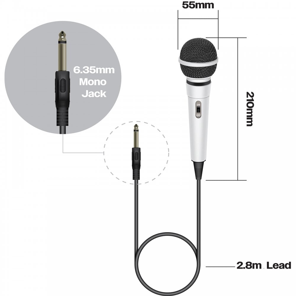 Set Of 5 Colour Microphone Plastic Blue Red Yellow White and Black