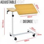 Deluxe Multi Purpose Overbed Wheeled Table Adjustable and Tilt