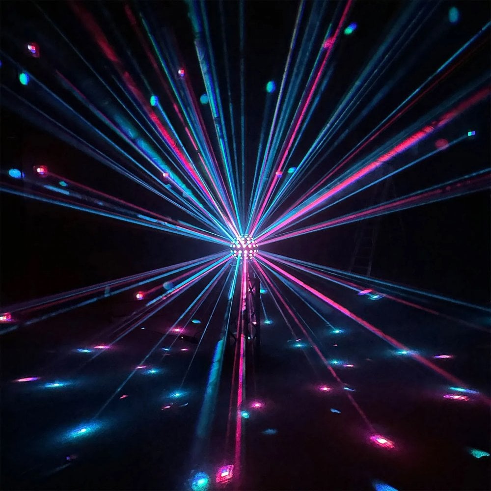 Asteroid Mirror Ball Effect Rotating Light Beams White Housing