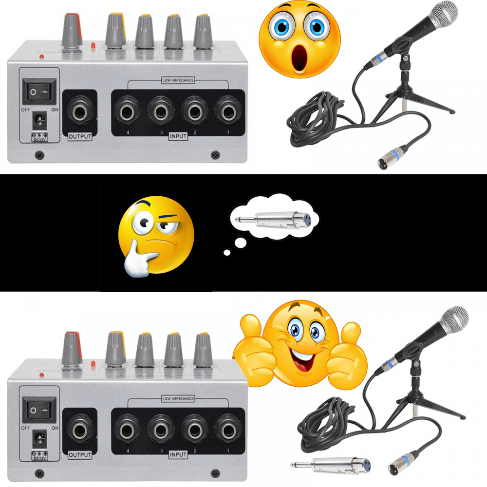 4pc 3 Pin XLR Female Socket to 6.35mm Mono Jack Plug Adaptor