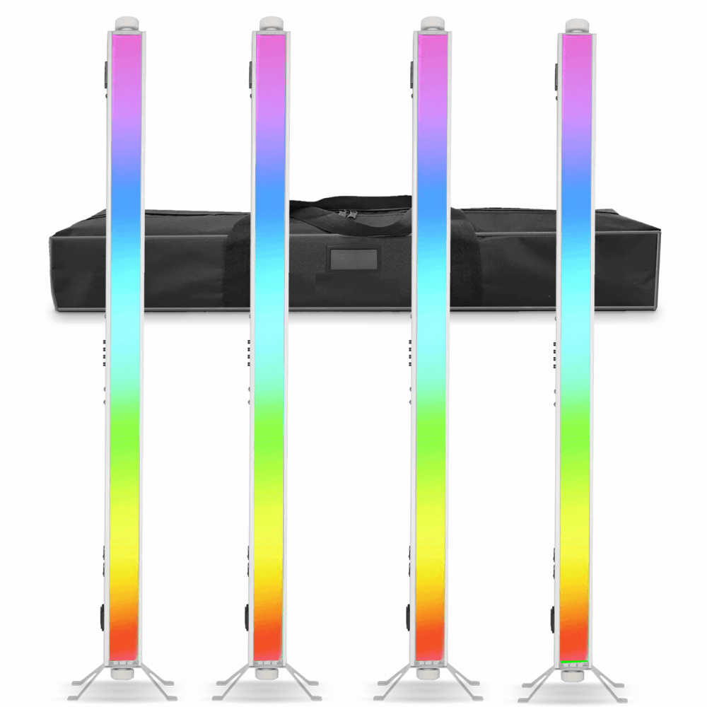 4 Pack of White SpectraPix Batten 1m LED Bar Inc Stands and Bag
