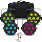 MaxiPar Quad Par Light Fixture inc Remote 4pc Pack inc Case