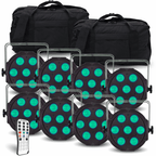 MaxiPar Quad Par Light Fixture inc Remote 8pc Pack inc Cases