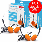 PAIR Lightweight Stereo Orange Pad Headphones for Schools Tour Companies