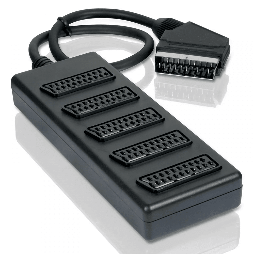 5 Way Scart Splitter Connects 5 Devices to 1 TV