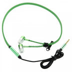 Zipper Design In-Ear Stereo Earphones Green