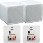 Pair Of Black Or White 4 Inch 80w ABS Bookshelf Cube Speakers