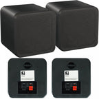 Pair Of Black Or White 4 Inch 80w ABS Bookshelf Cube Speakers