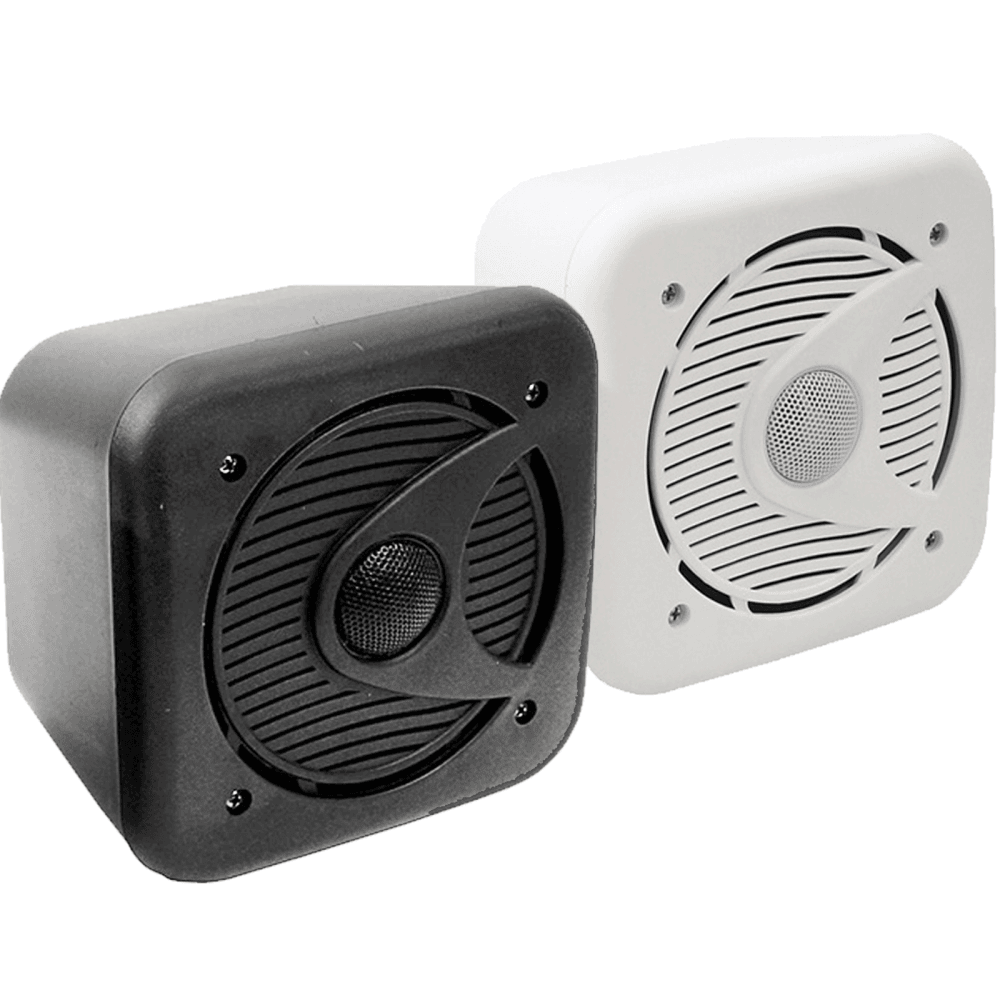 Pair Of Black Or White 5.25" ABS Bookshelf Cube Speakers 160W