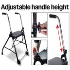 Lightweight Adjustable Walker Frame with Wheels and Seat