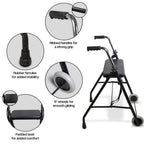 Lightweight Adjustable Walker Frame with Wheels and Seat