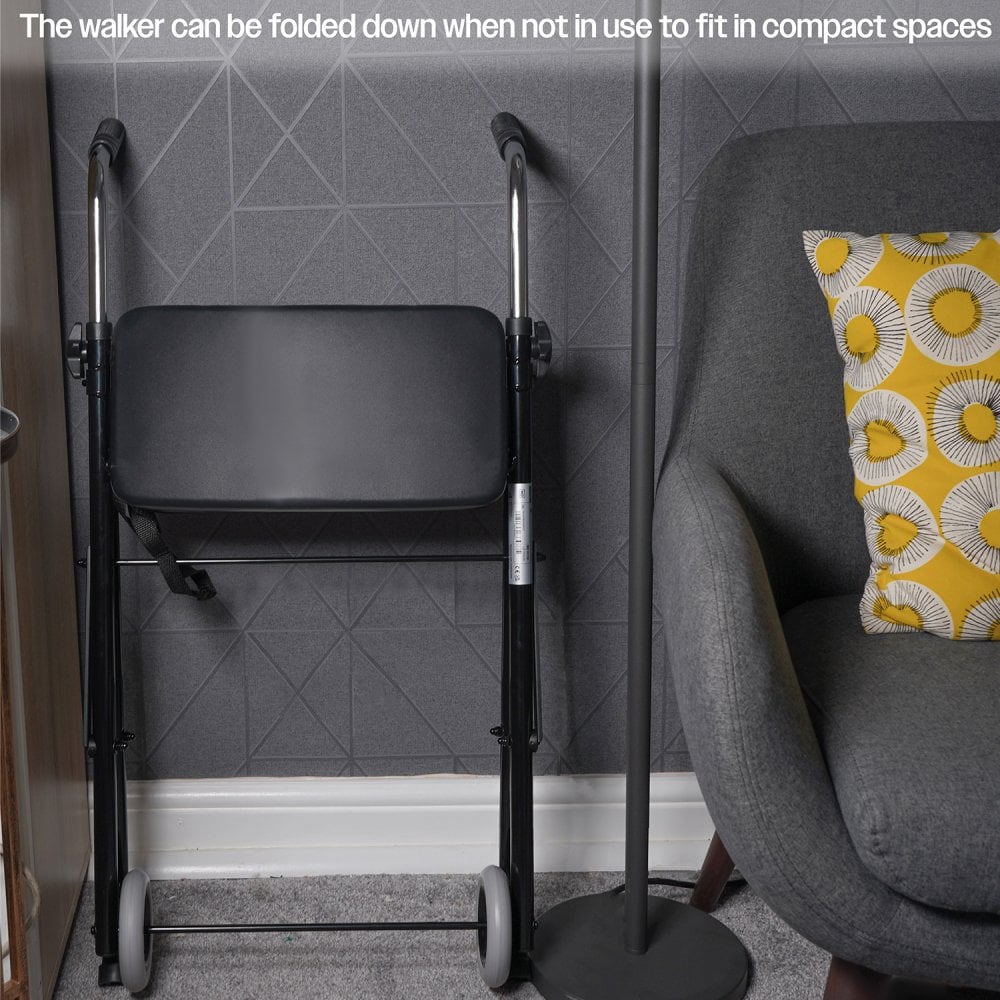 Lightweight Adjustable Walker Frame with Wheels and Seat