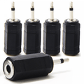 5pc 3.5mm Mono Jack Plug To 3.5mm Stereo Jack Socket Adaptor