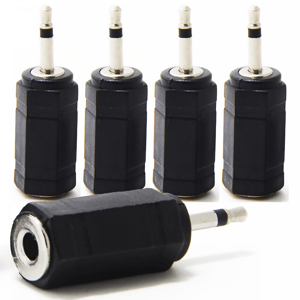 5pc 3.5mm Mono Jack Plug To 3.5mm Stereo Jack Socket Adaptor