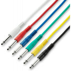 Classic Audio Patch Lead Set 6.3mm Mono Jack Plug 6pcs Coloured 1.0m